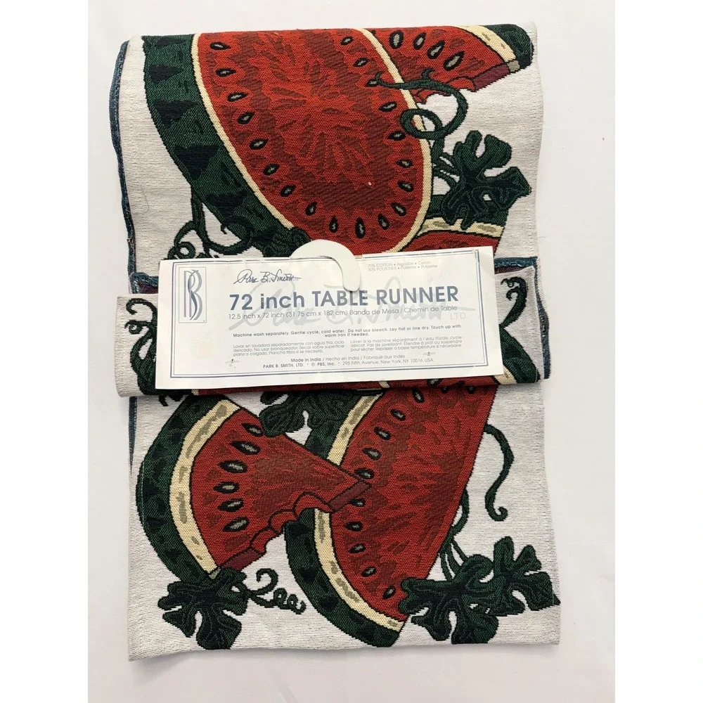 Park B. Smith 72 Inch Table Runner Red Watermelon Fruit Country Summer Decor